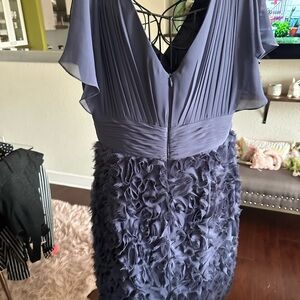 Elegant Navy Dress with Textured Skirt